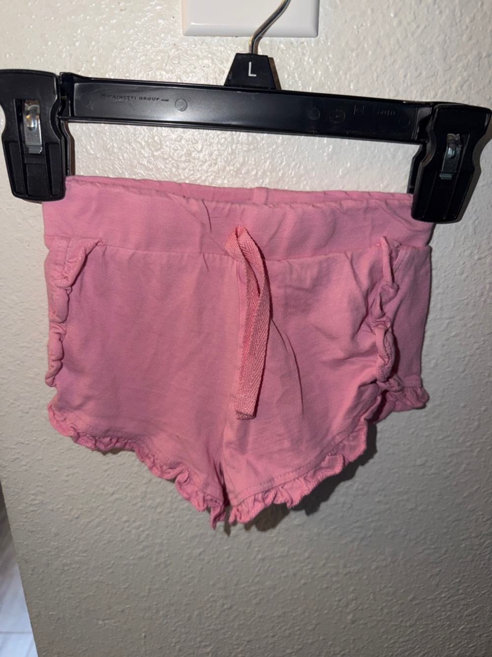 Girls Pink Ruffle Trim Drawstring Shorts